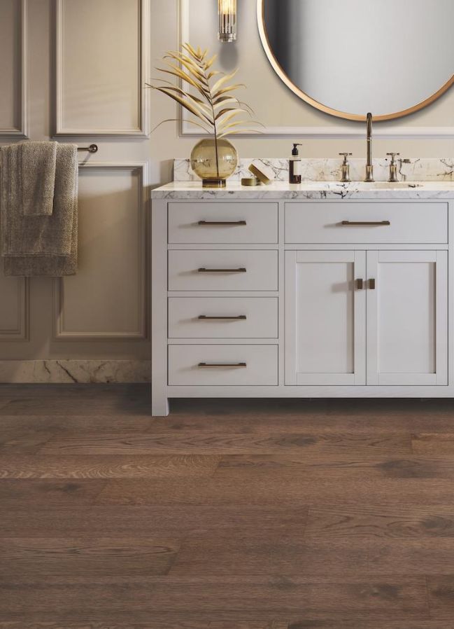 engineered hardwood flooring in a Bel Air bathroom